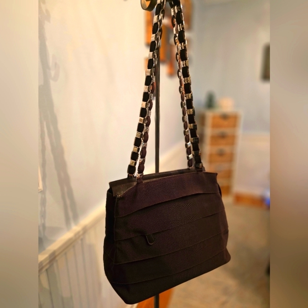 Authentic Salvatore Ferragamo Vara Chain Gathered Shoulder Bag